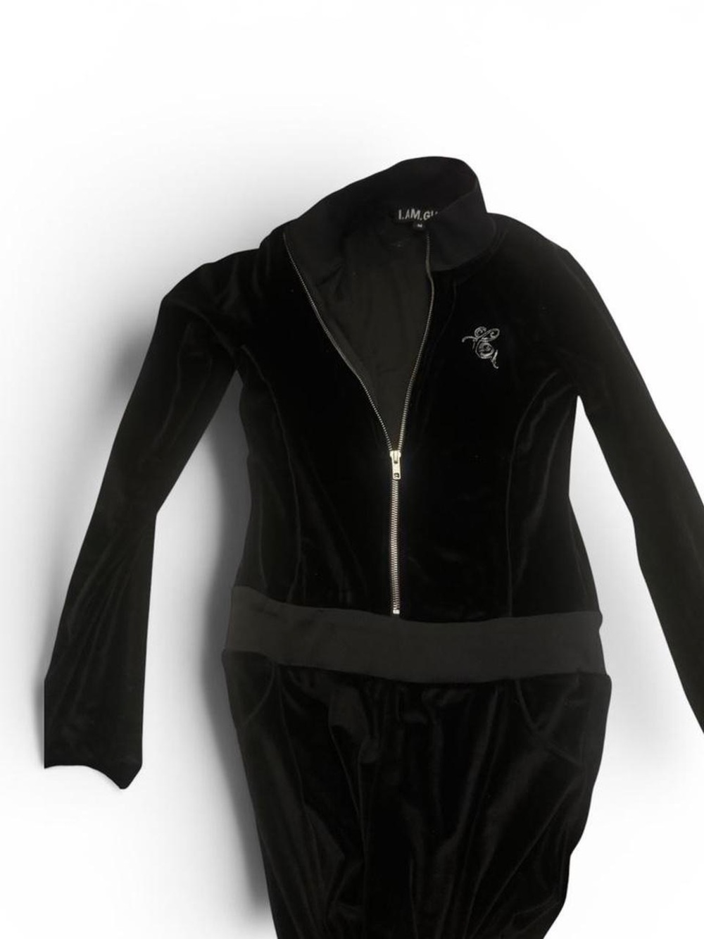 I.AM.GIA Black Velour Jumpsuit with Zip Front